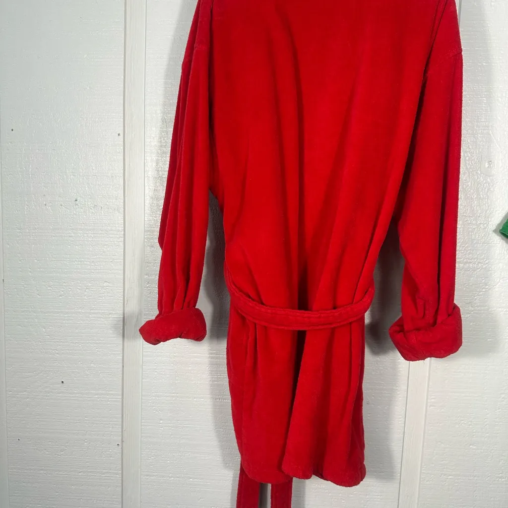 Victorias Secret Red Terry Cloth Robe Size M/L EUC - Image 6