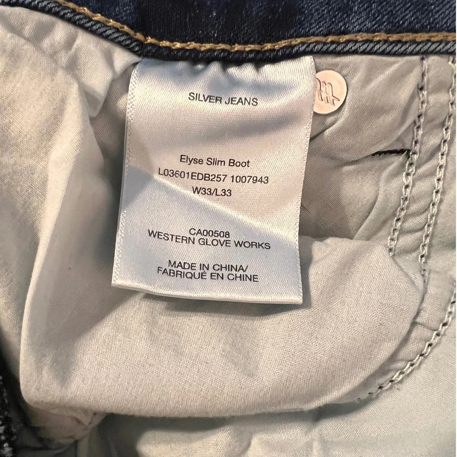 Silver Jeans Elyse Slim Boot Jeans W33 L33 Mid Rise Stretch Medium Wash - Image 8