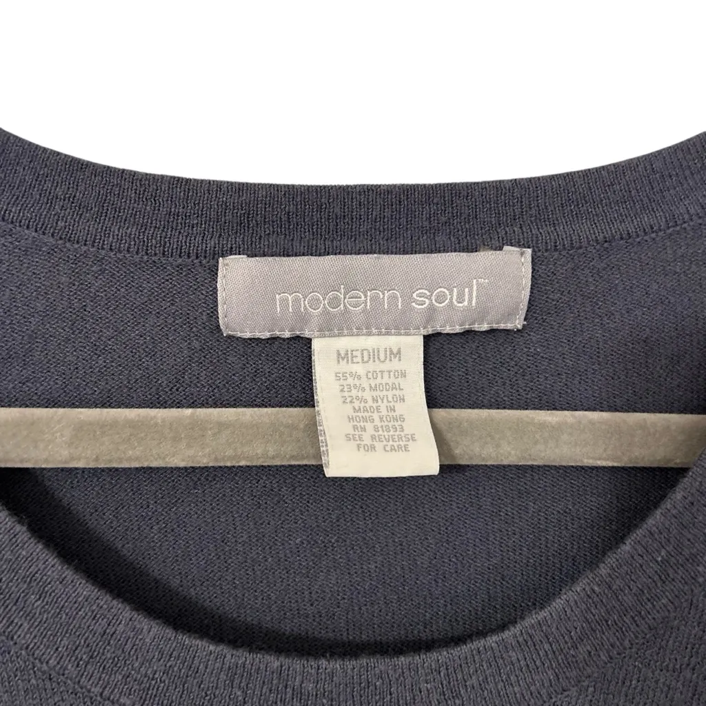 Navy Blue Modern Soul Cardigan Long Sleeve Set Sweater Knit Design Womens Medium - Image 8