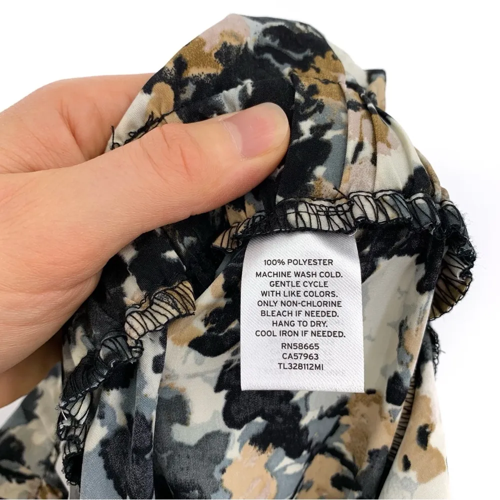 LEITH Tie Waist Wide Leg Palazzo Pant Black Grey Beige M - Image 7