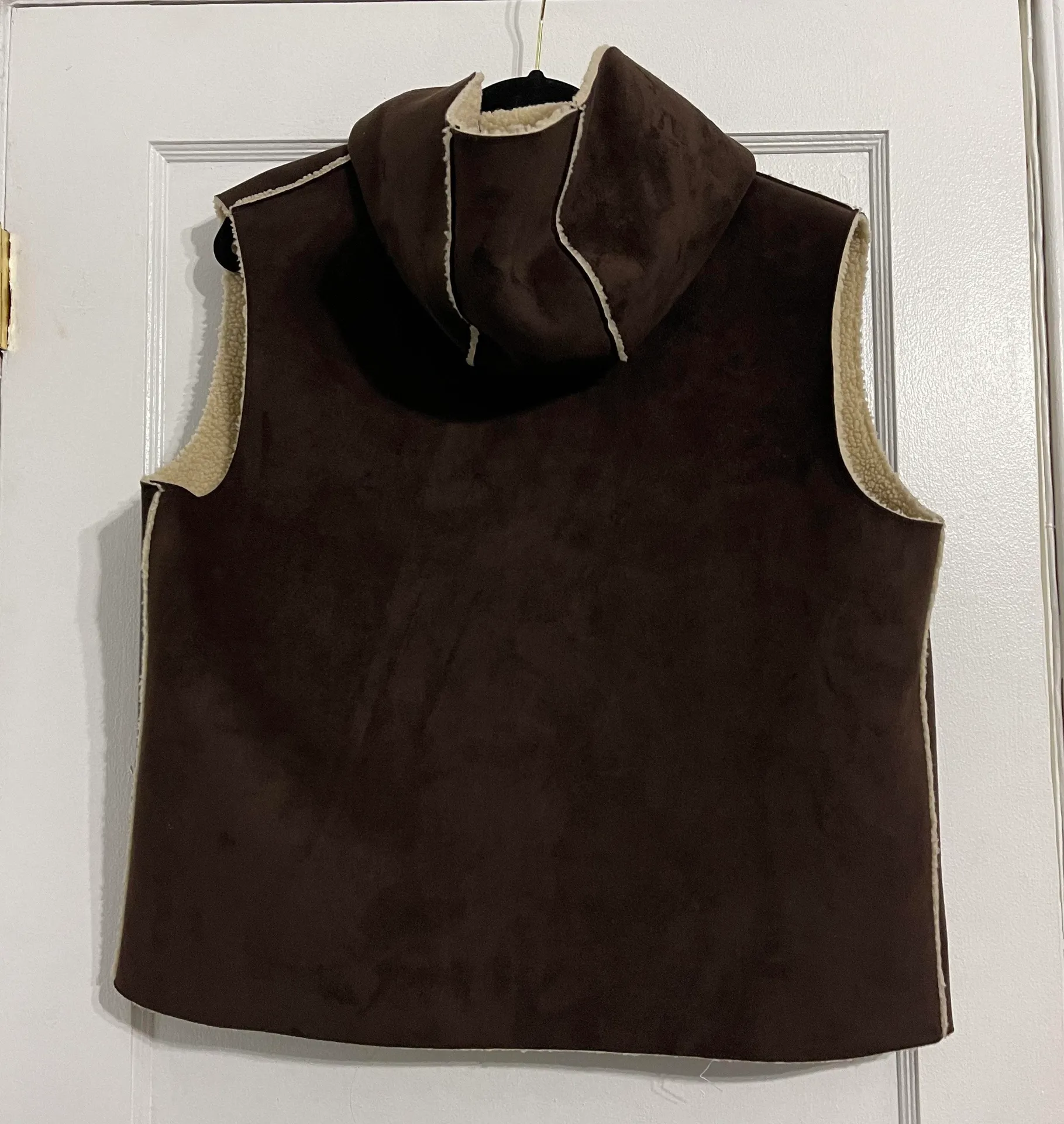 brown suede Sherpa vest - Image 3