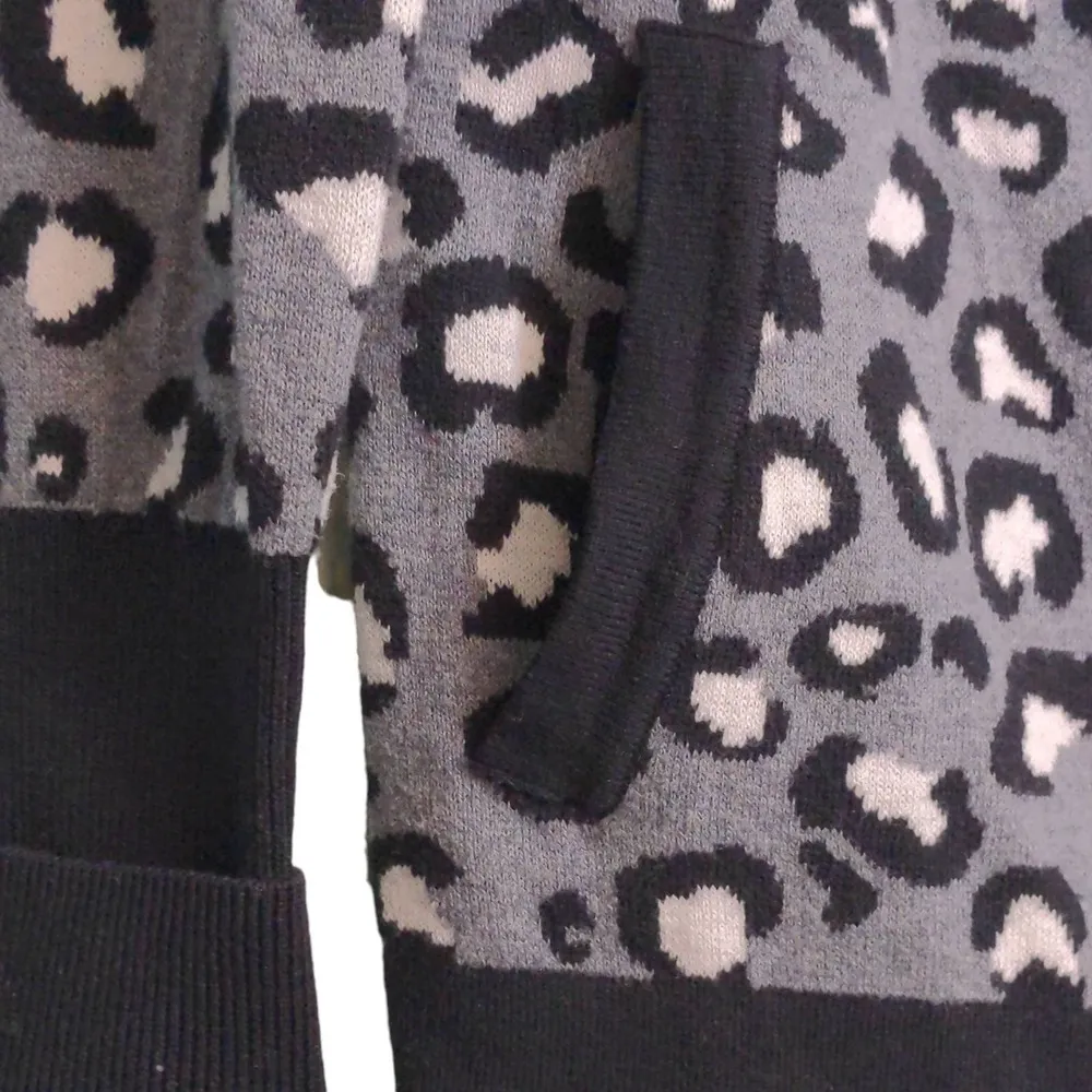 Rachel Zoe Womens Bomber Cardigan Sweater Gray Black Cotton Full Zip Mock Neck S - Image 4