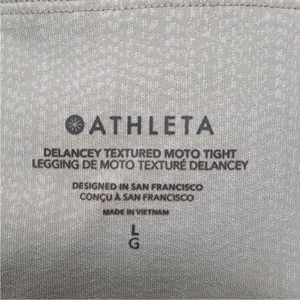 Athleta Delancey Taupe Cream Textured Moto Zip Ankle Tight Leggings Size L - Image 8