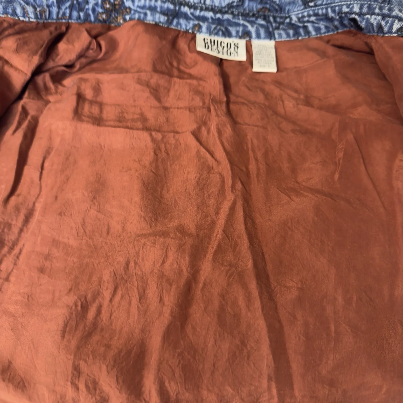 Chico’s Design Embellished Denim Jacket Size 3 Women Beaded Embroidered - Image 9