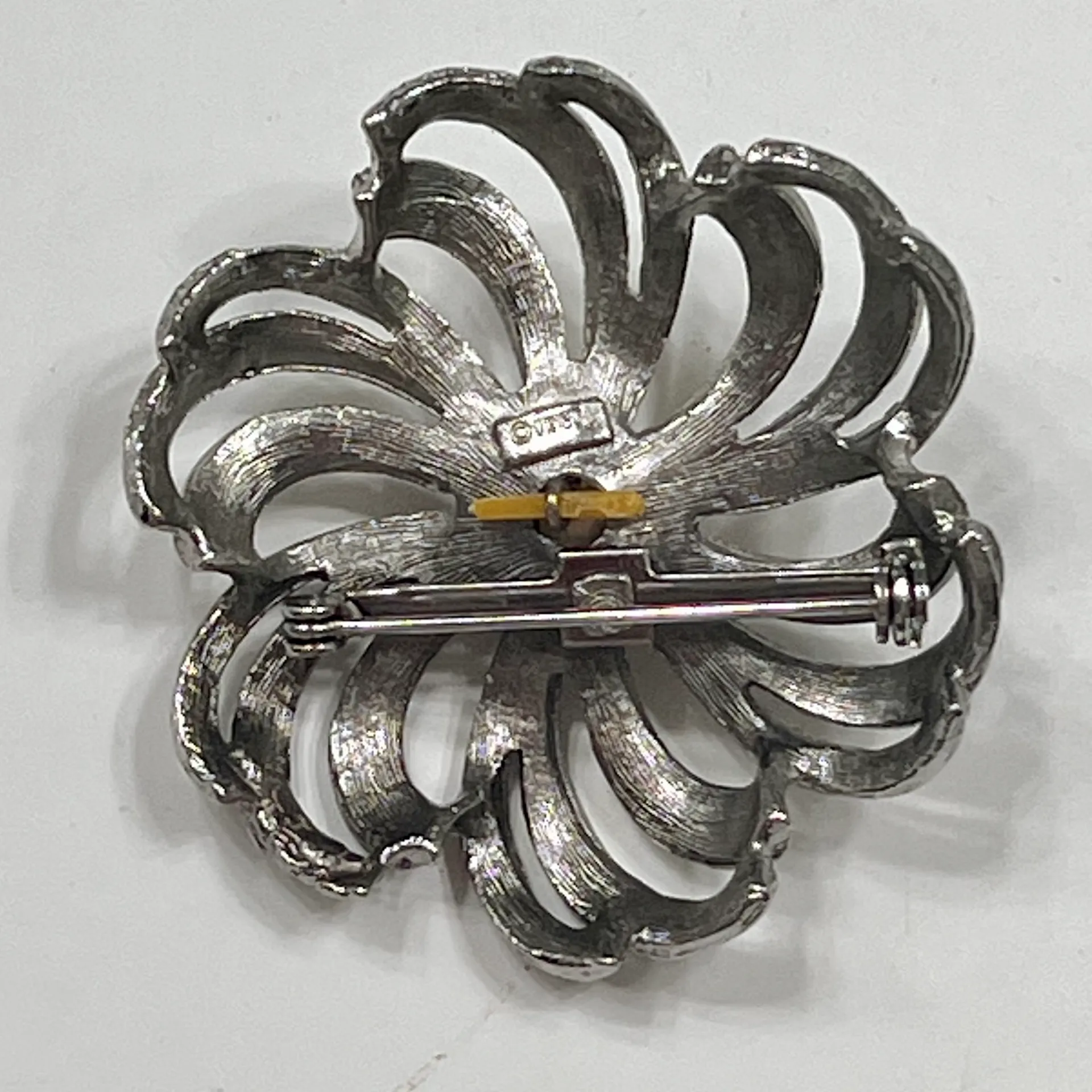 Vintage Signed  Silver Swirl Floral Firework Brooch Pin - Image 2