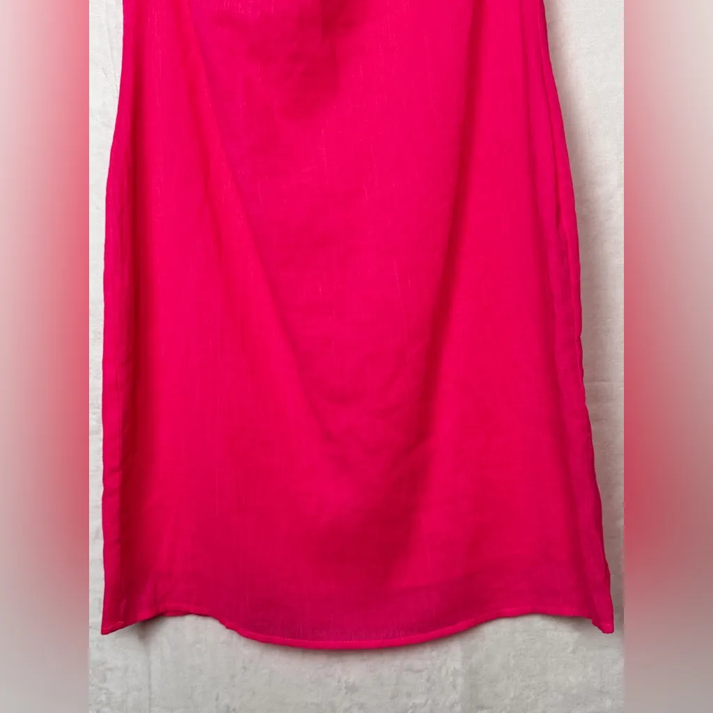 Sail to Sable 100% Cotton Pink Bohemian Dress with White Accents. - Image 5