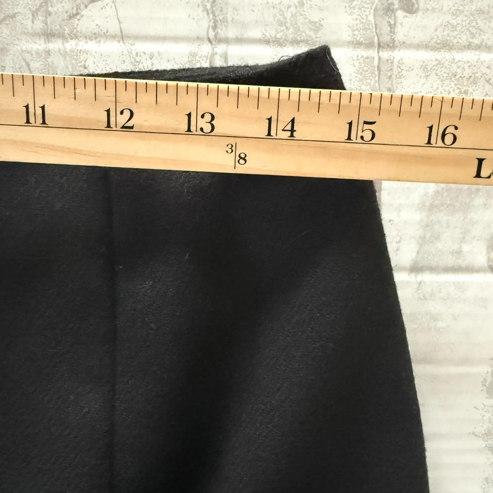 35th and 10th Y2K Black Wool Blend Lined Mini Skirt Slit Detail Vintage Sz 9 - Image 5