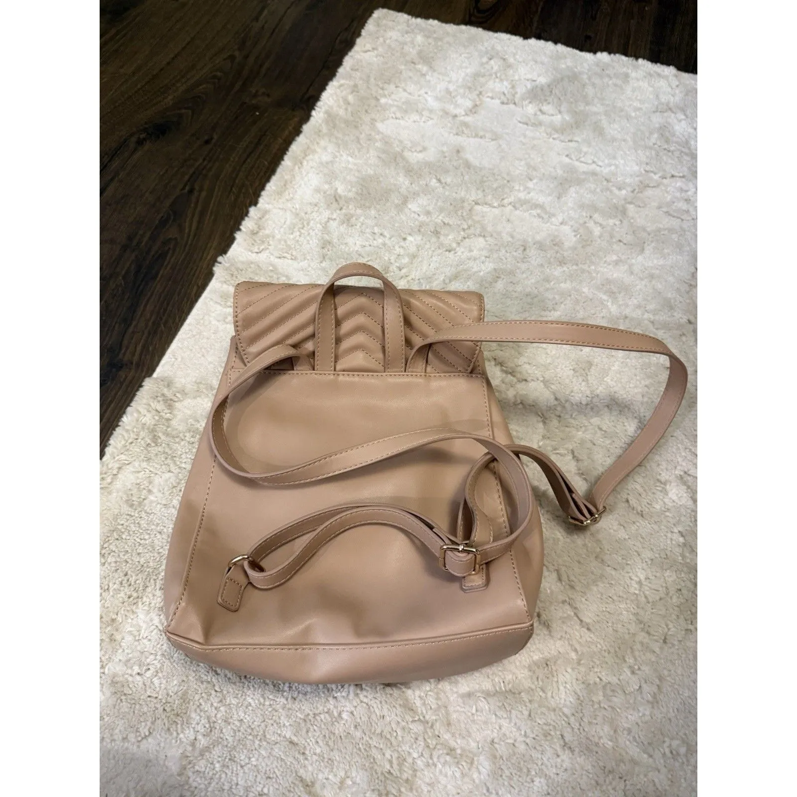 A New Day Quilted Women's Backpack Nude Blush Color Handbag Purse Satchel Pink - Image 6