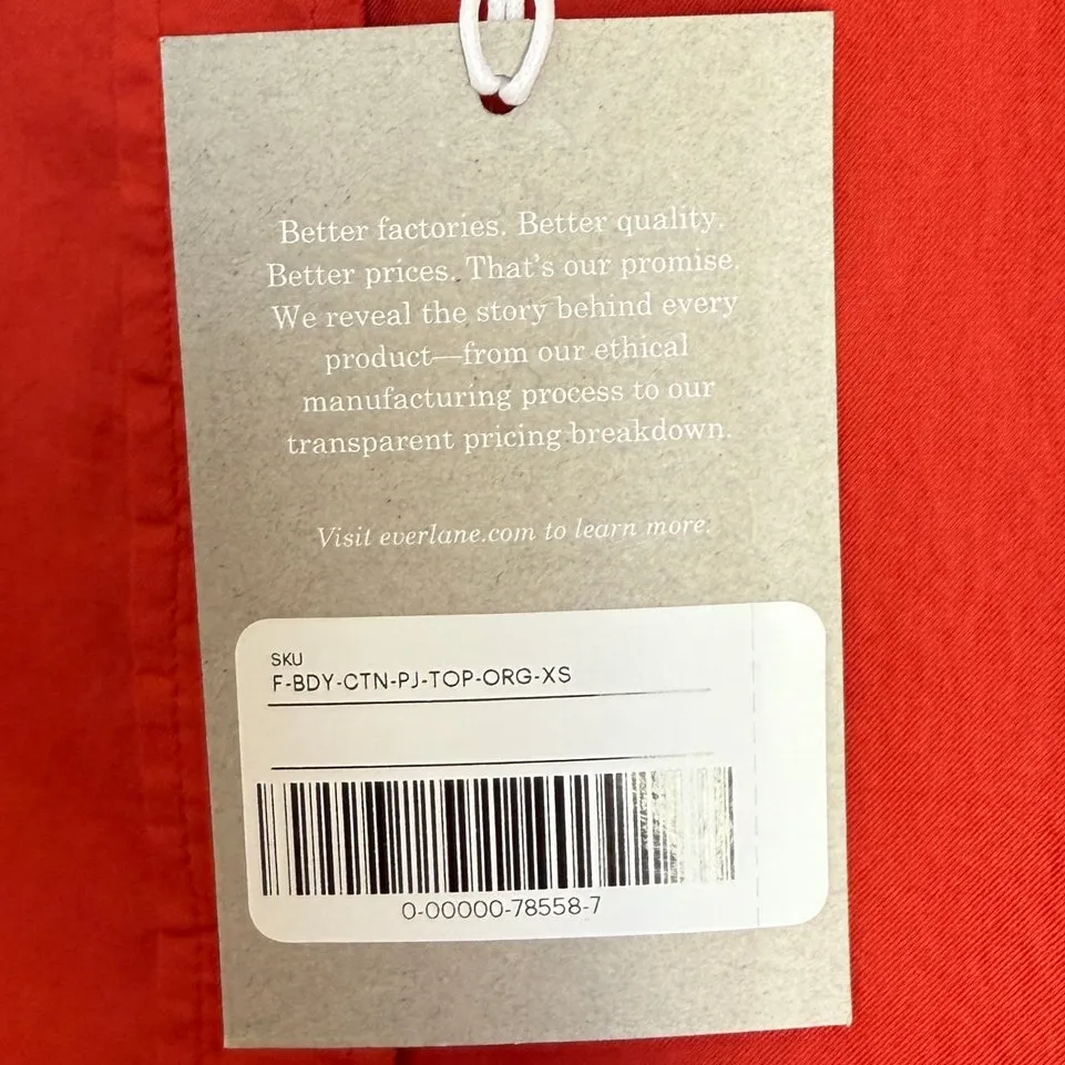 NWT Everlane Woven PJ Top Red Orange Button Down Shirt Cotton Sz XS - Image 7