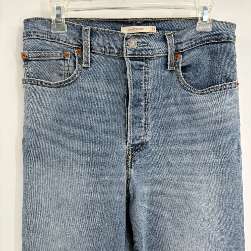 Levi’s Ribcage Straight Jeans Women’s High Rise Light Wash Denim Pants 32x27 - Image 7