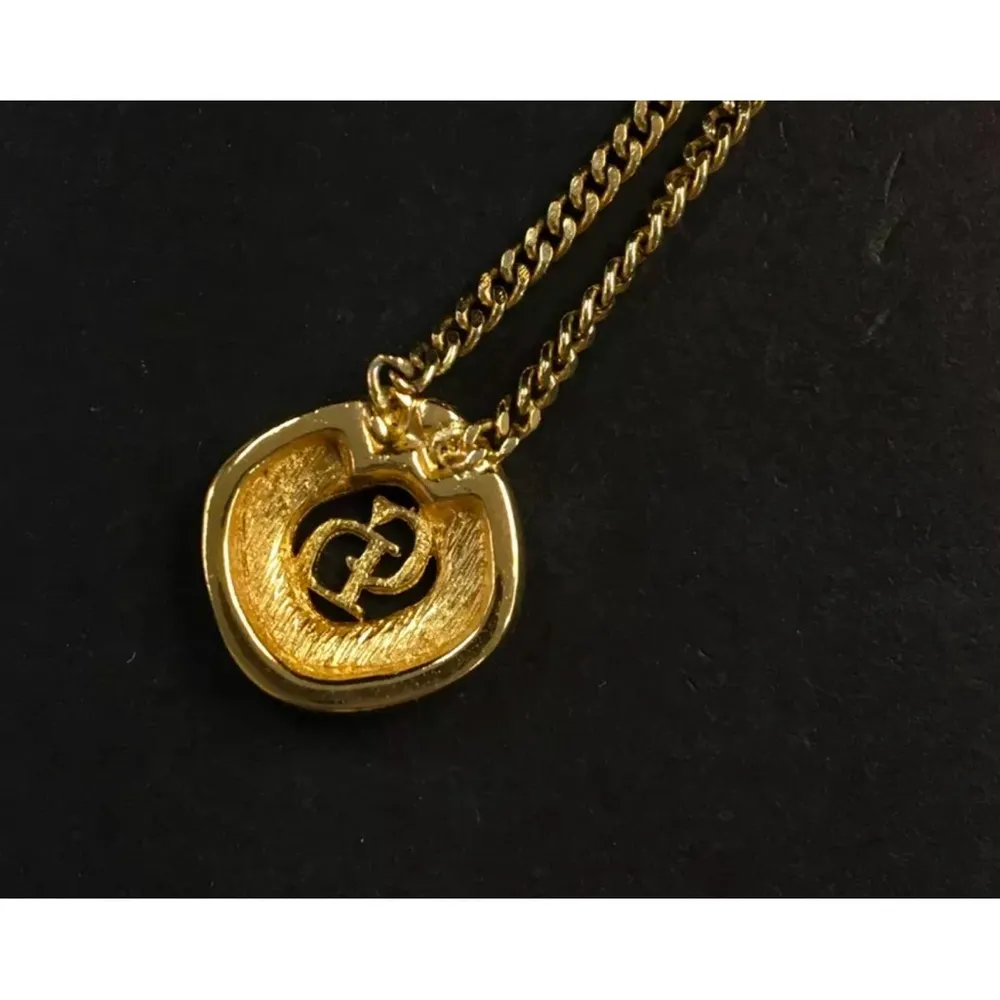 Christian Dior CD logo gold and crystal necklace - Image 2