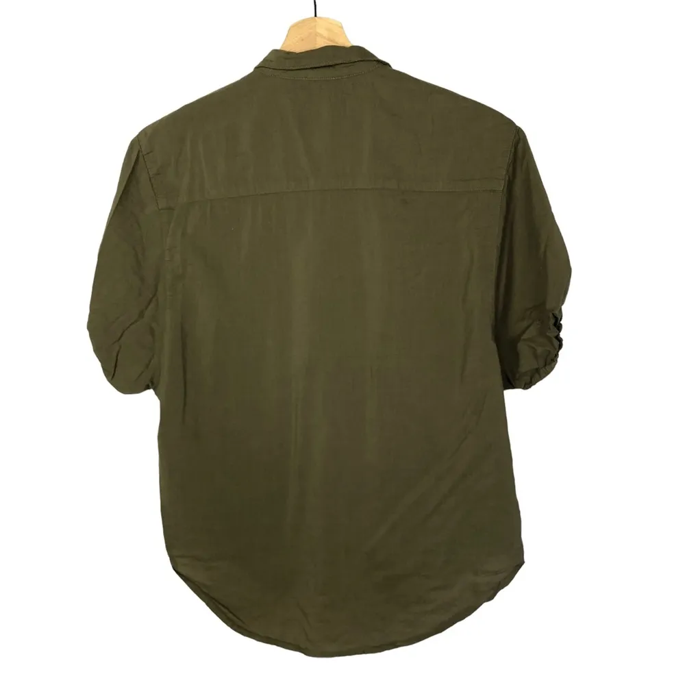 Splendid Olive Green Boyfriend Short Sleeve Button Down S - Image 10