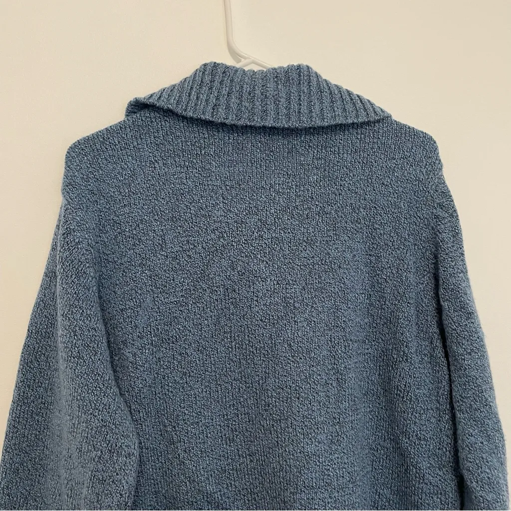 CROFT BARROW Plus Size Blue Black Marled Popover Quarter Button Pullover Sweater - Image 10