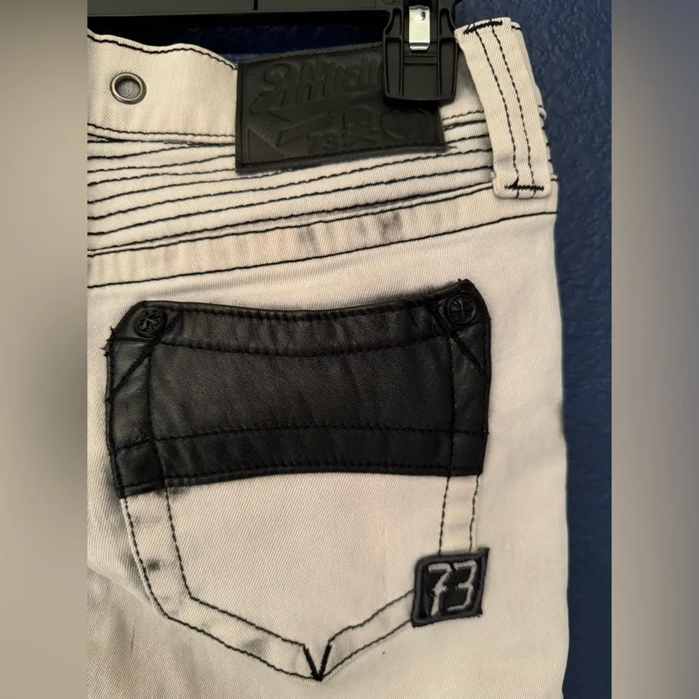 Affliction Women’s White & Black Raquel Womens Bleached Jeans Size 28 - Image 9