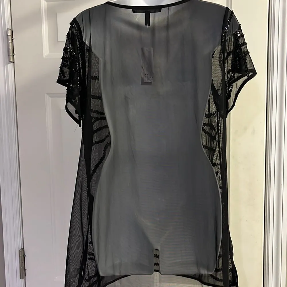 White House Black Market Beaded Sequin Sheer V-Neck 2-Piece Dress Top-Large - Image 9