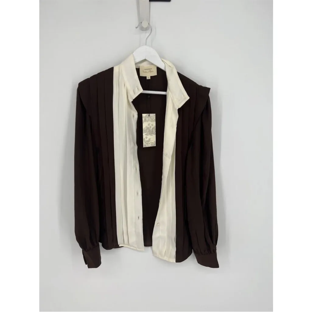 TUCKERNUCK X India Hicks Chocolate and Ivory Grove Blouse NWT Size XL - Image 10