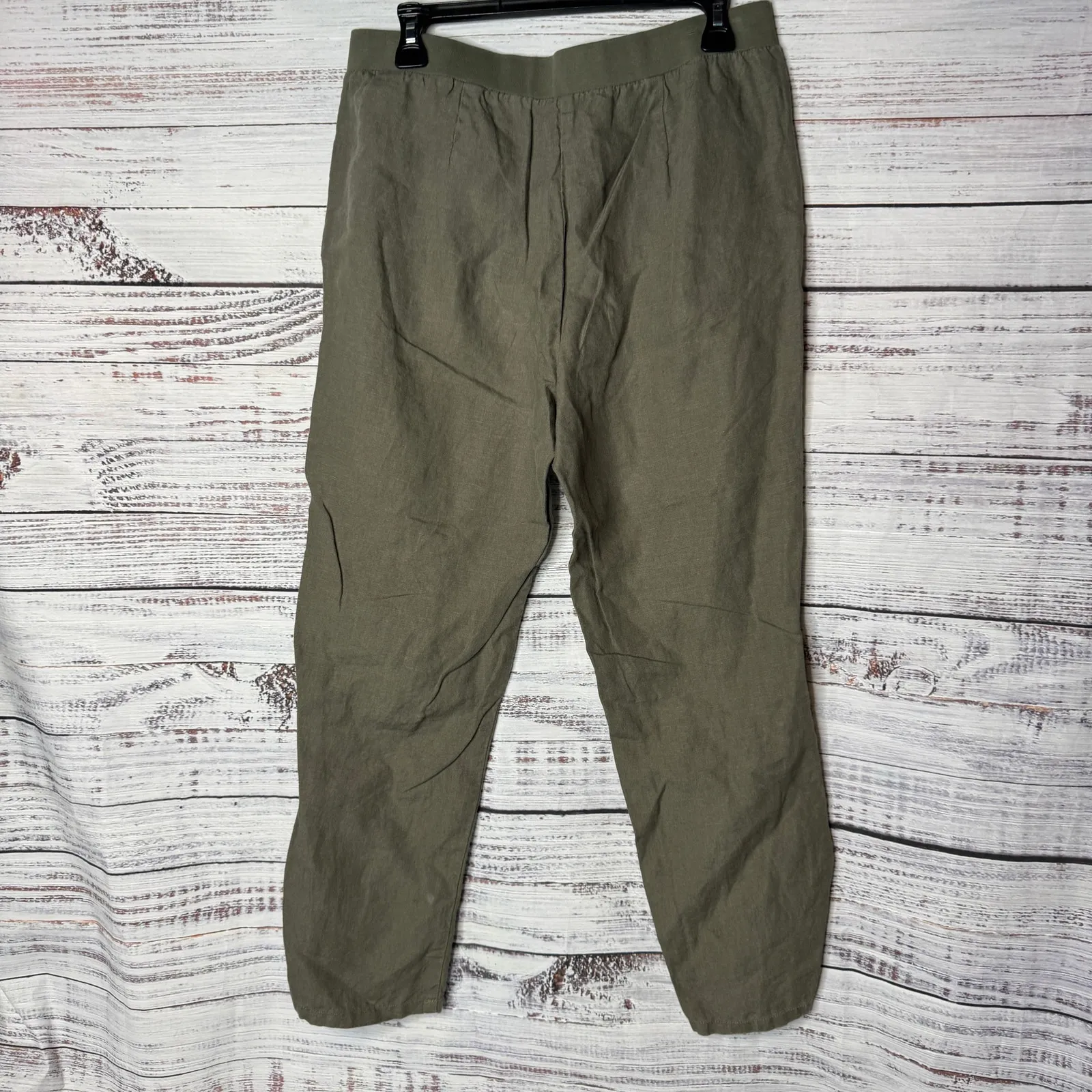 J. Jill Women Love Linen Pants Straight Leg Green Pull On Size SM - Image 4