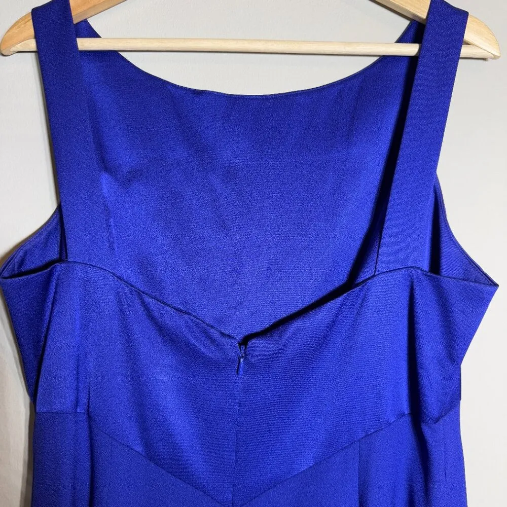 Vtg Adrianna Papell Sleeveless Sheath Midi Dress Women's 12 Blue Cocktail Slit - Image 10