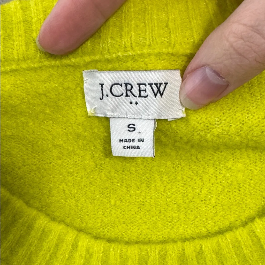 J. Crew Factory Teddie plush wool blend neon chartreuse sweater size S Green - Image 9