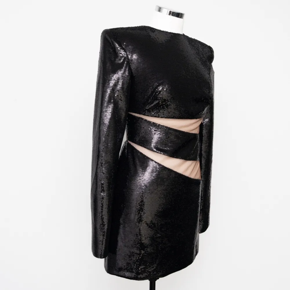 Bronx & Banco. Elise Mini Dress in Black Sequins. - Image 13