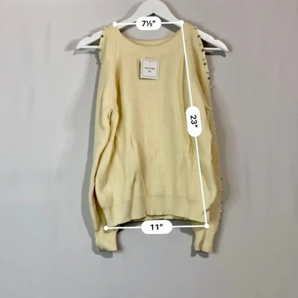 Belle De Jour Women’s Beaded Trim Cutout Shoulder Sweater Cream Size Large NWT - Image 3