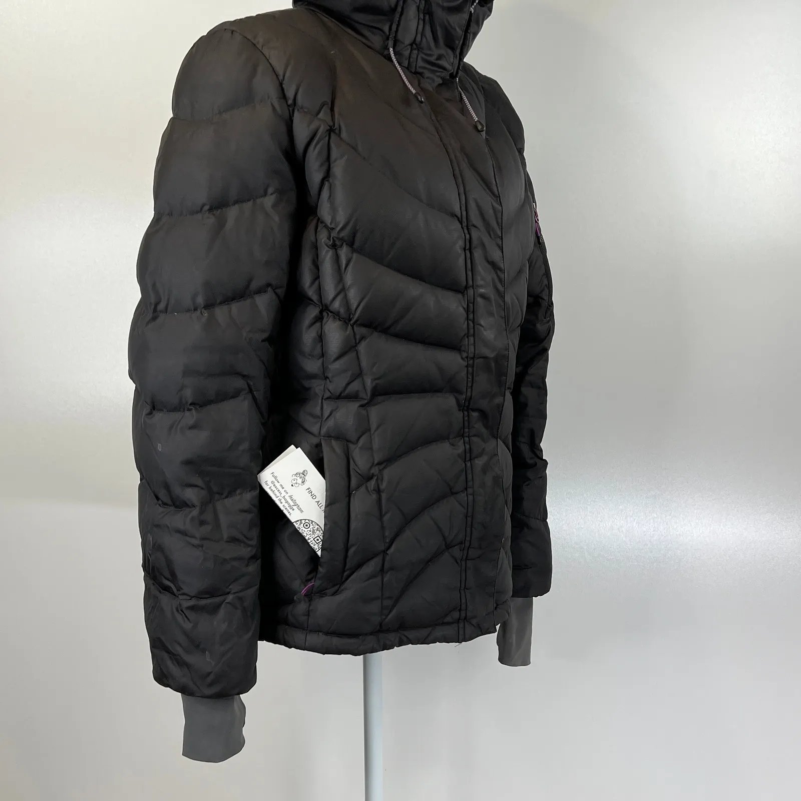 Lands End Down Quilted Puffer Jacket Hooded Black - Image 9