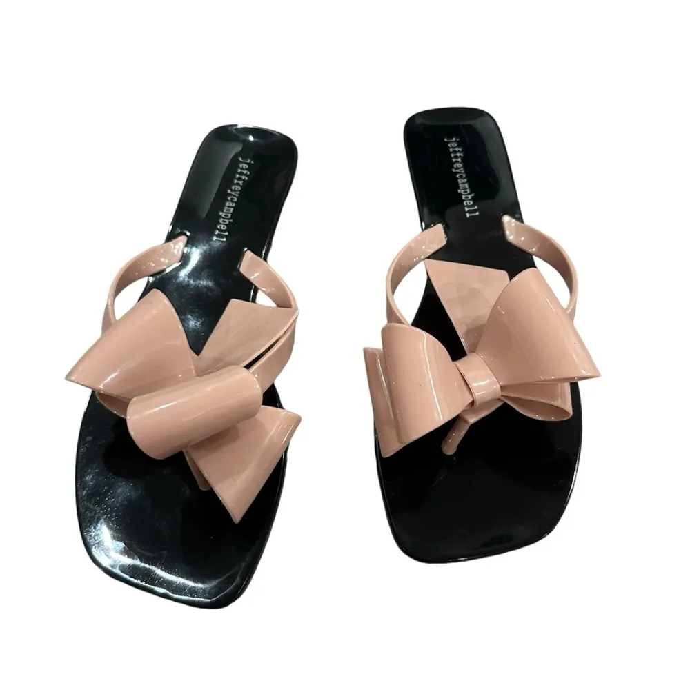 Jeffrey Campbell NWOT Sugary flip flop in Blush Shiny Black Shiny - Image 4