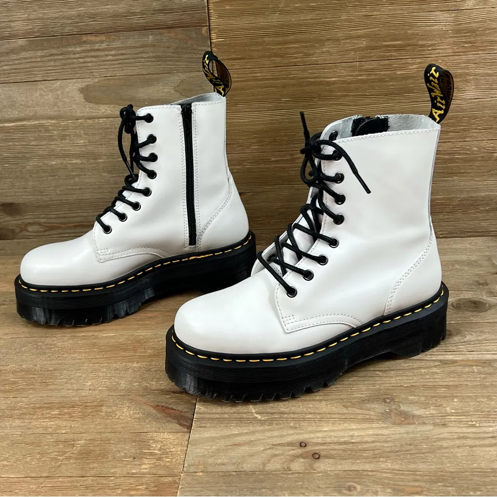 Dr. Martens Jadon White Leather Platform Boots - Image 5