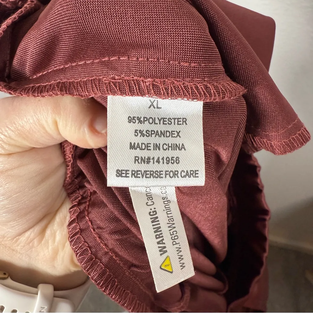 Persaya Women’s Wide Leg Satin Cargo Pants in Burgundy/Brown Size XL - Image 11