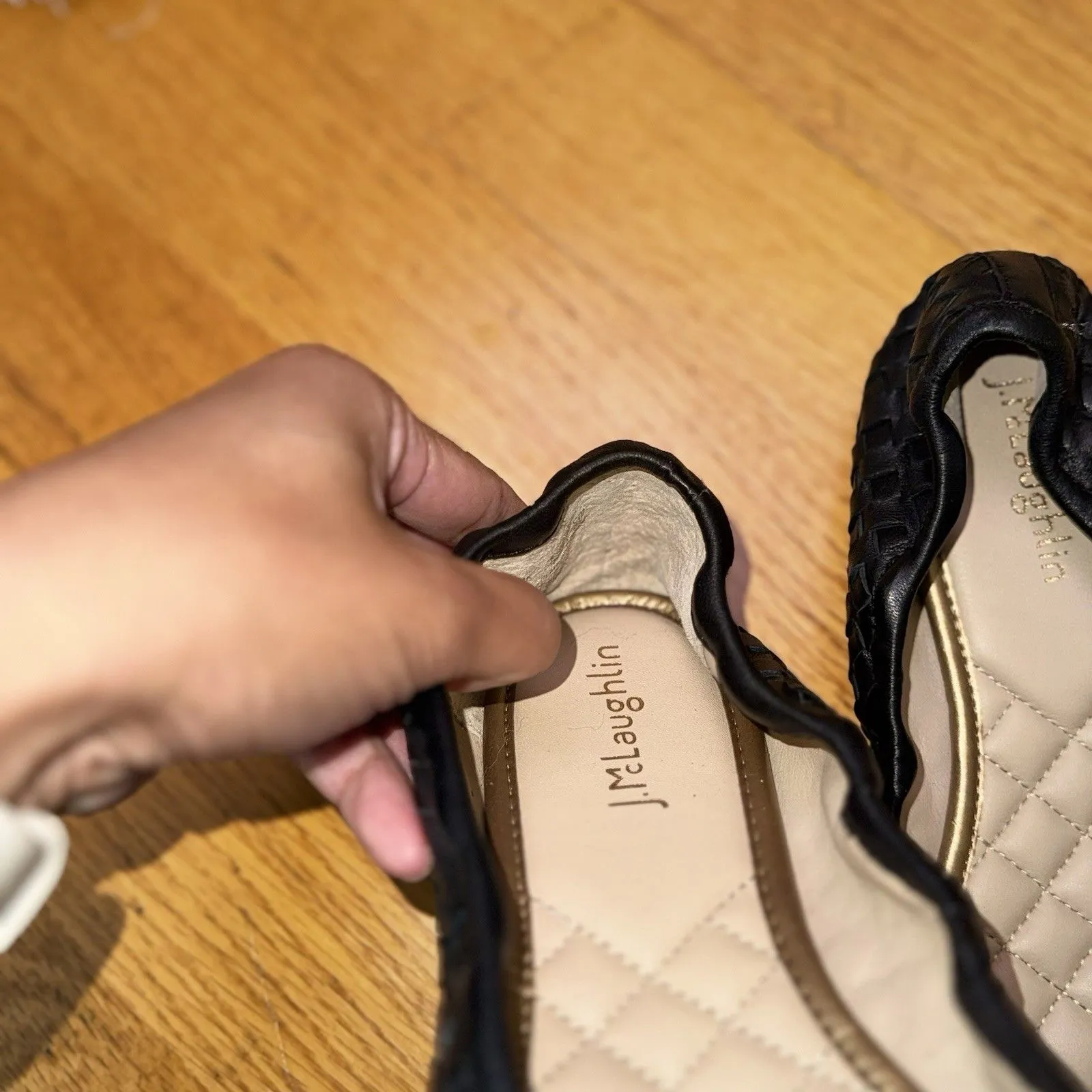 J. McLaughlin Women's Mercer Woven Leather Ballet Flats Shoes Black Size 6M - Image 12