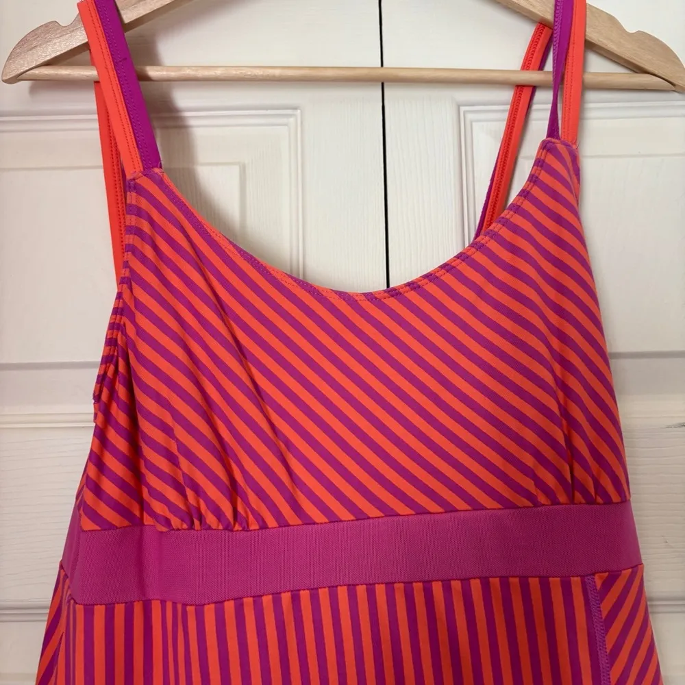 Nine West Diamalete Athletic Dress | Pink Purple and Orange Stripe | Size Medium - Image 2