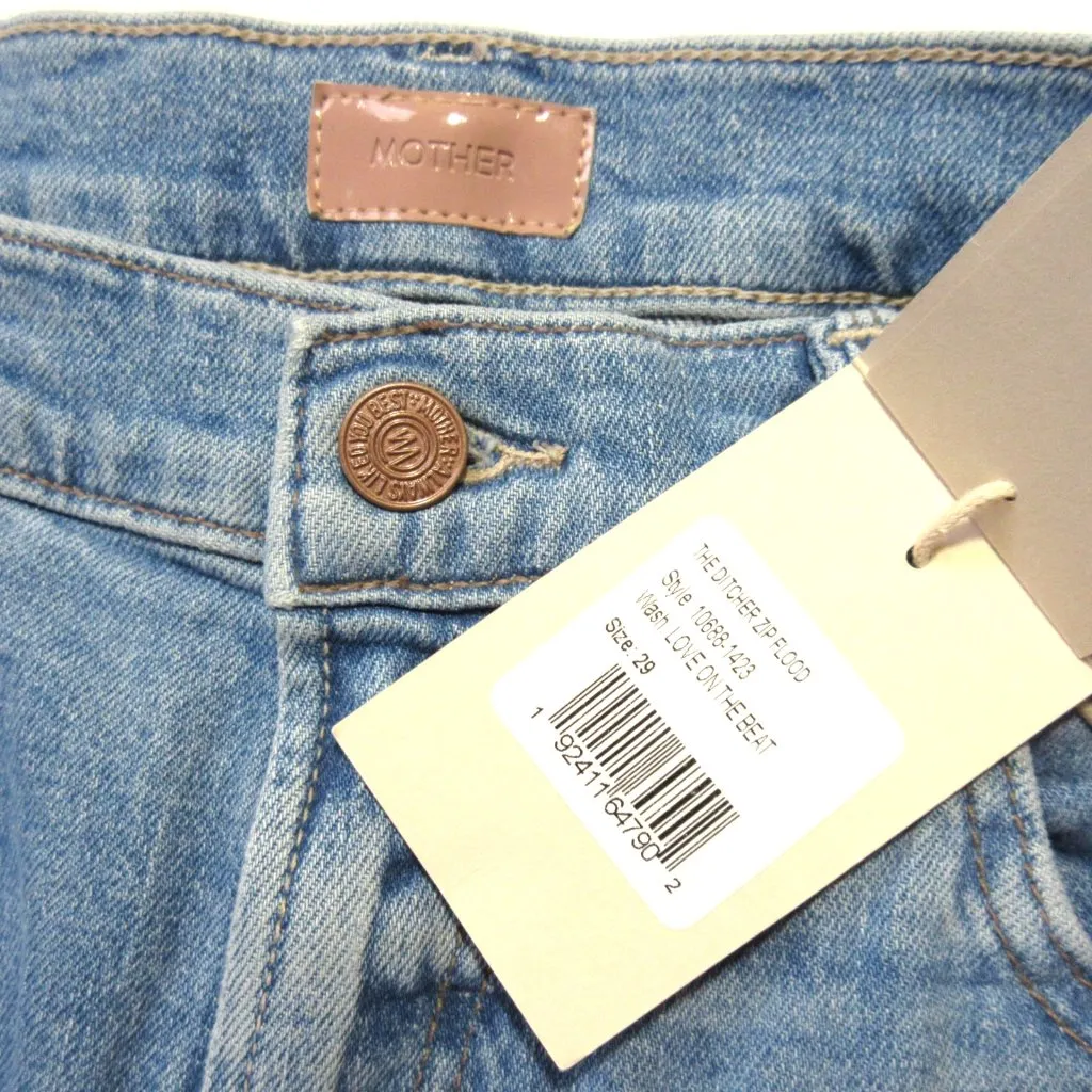 NWT Mother The Ditcher Zip Flood in Love On The Beat Slouchy Straight Jeans 29 Blue - Image 3