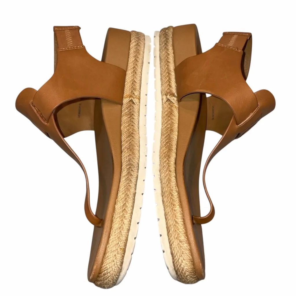 Vince Flint Brown Leather Espadrille Platform Thong Sandals Shoes size 6 36 - Image 6