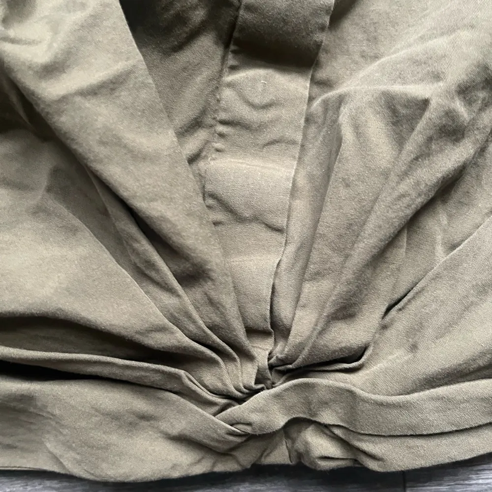 Lauren Ralph Lauren Olive Army Green 100% Cotton Bunched Front Crop Top Size 8 - Image 5