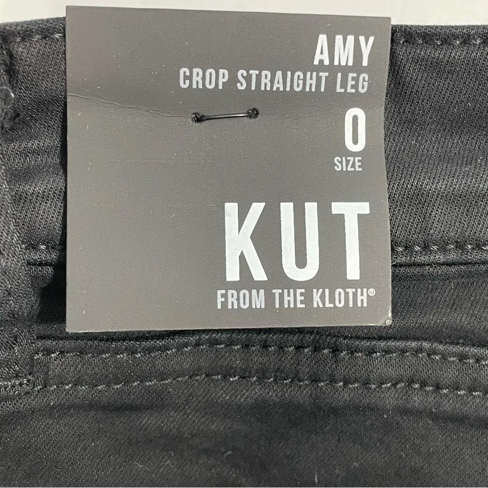 NWT Kut‎ From The Kloth Amy Crop Straight Leg Jeans Black Size 0 Denim - Image 7