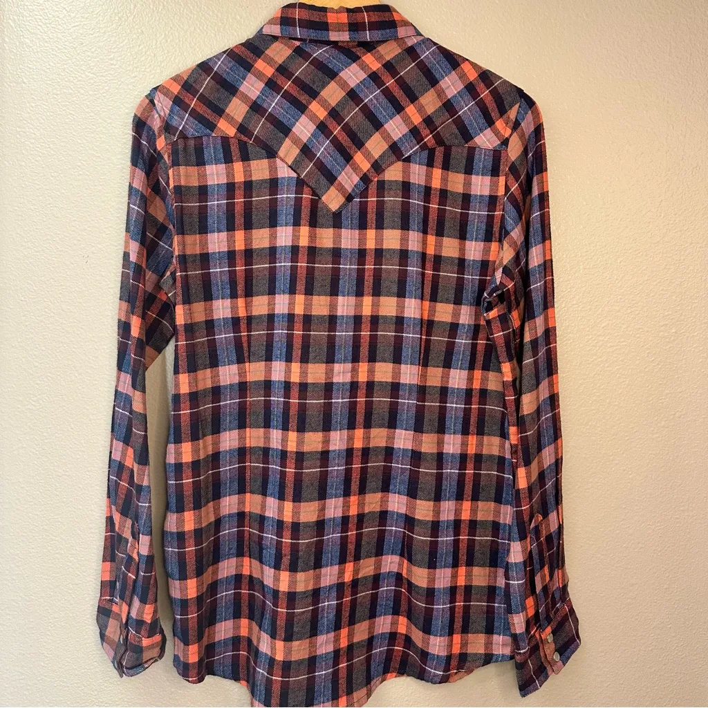 NWT Wrangler Plaid Pearl Snap Button Down Shirt Western Country - Image 6