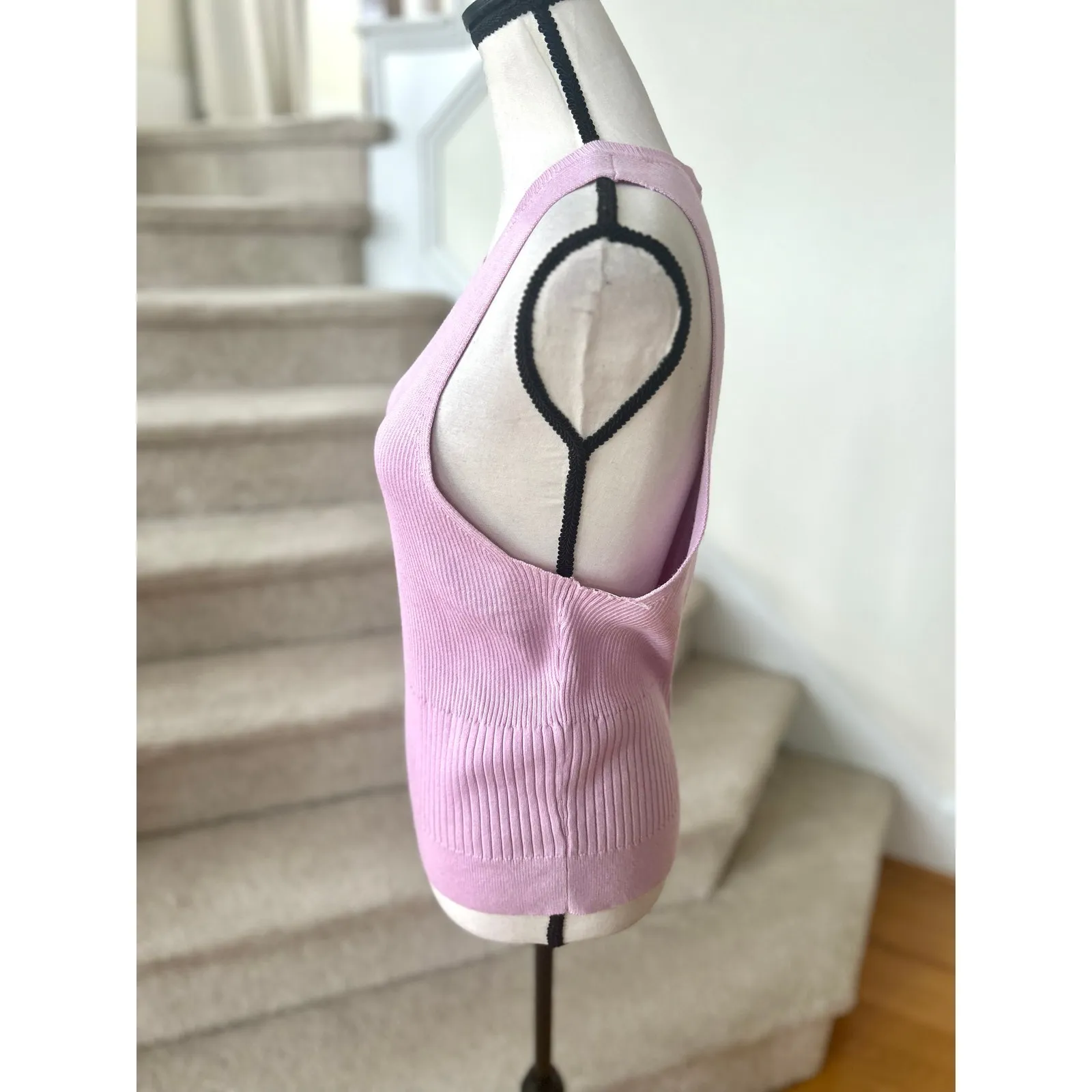 Abercrombie Lilac Pink Stretch Rib Knit Sleeveless Tank Top Sweater - Image 3