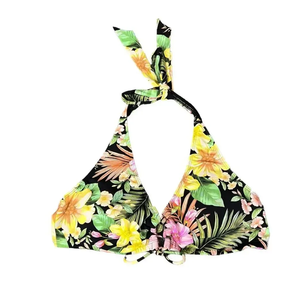 Gibson Latimer Women's Medium Floral Print Halter Bikini Set Swimwear - Image 2