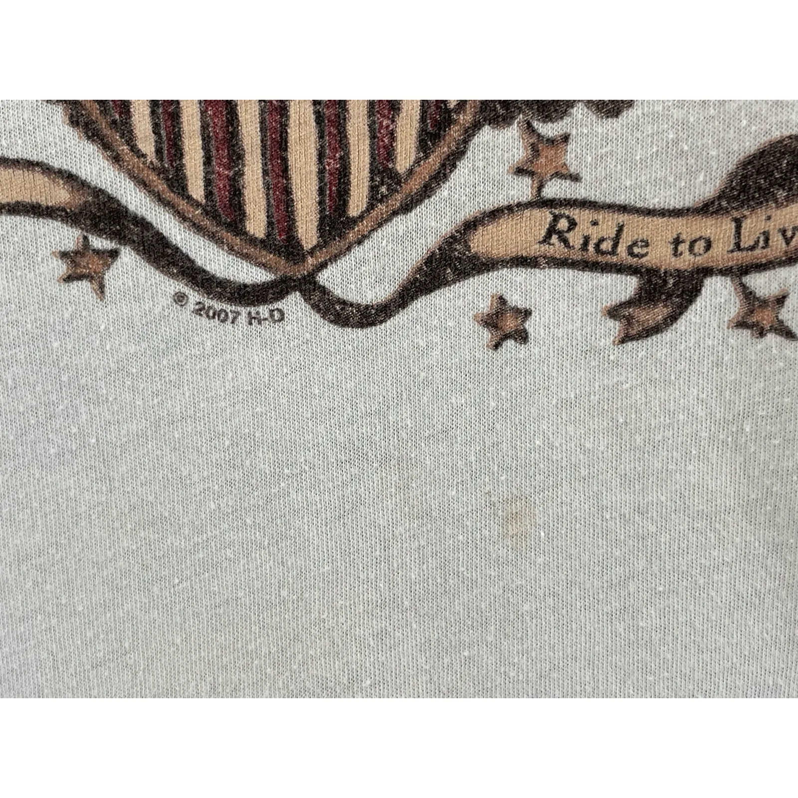 Harley Davidson Y2K Classic Eagle Tee Visalia California 2007 Cream Stars Size L Brown Size L - Image 6