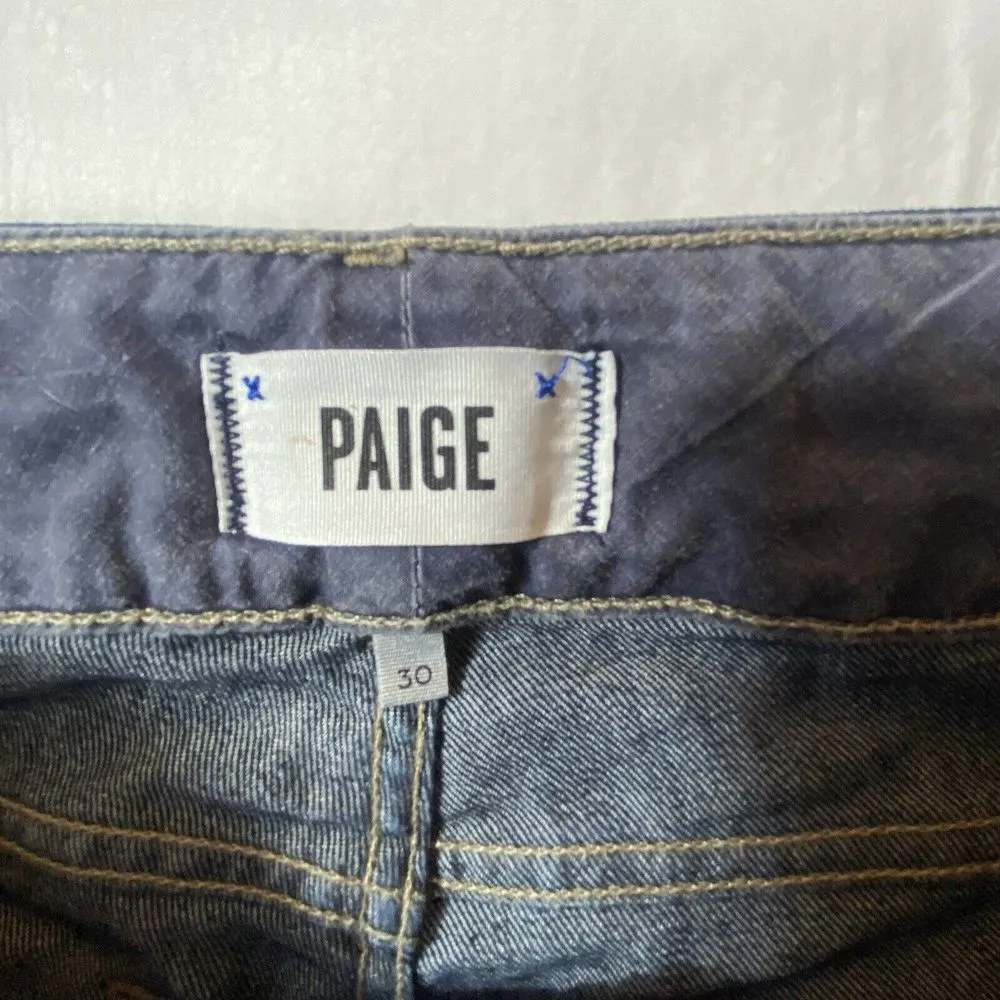 Paige Jeans‎ Hidden Hills Women's  30x29.5 Mid Rise Dark Wash Flared Slimming - Image 4