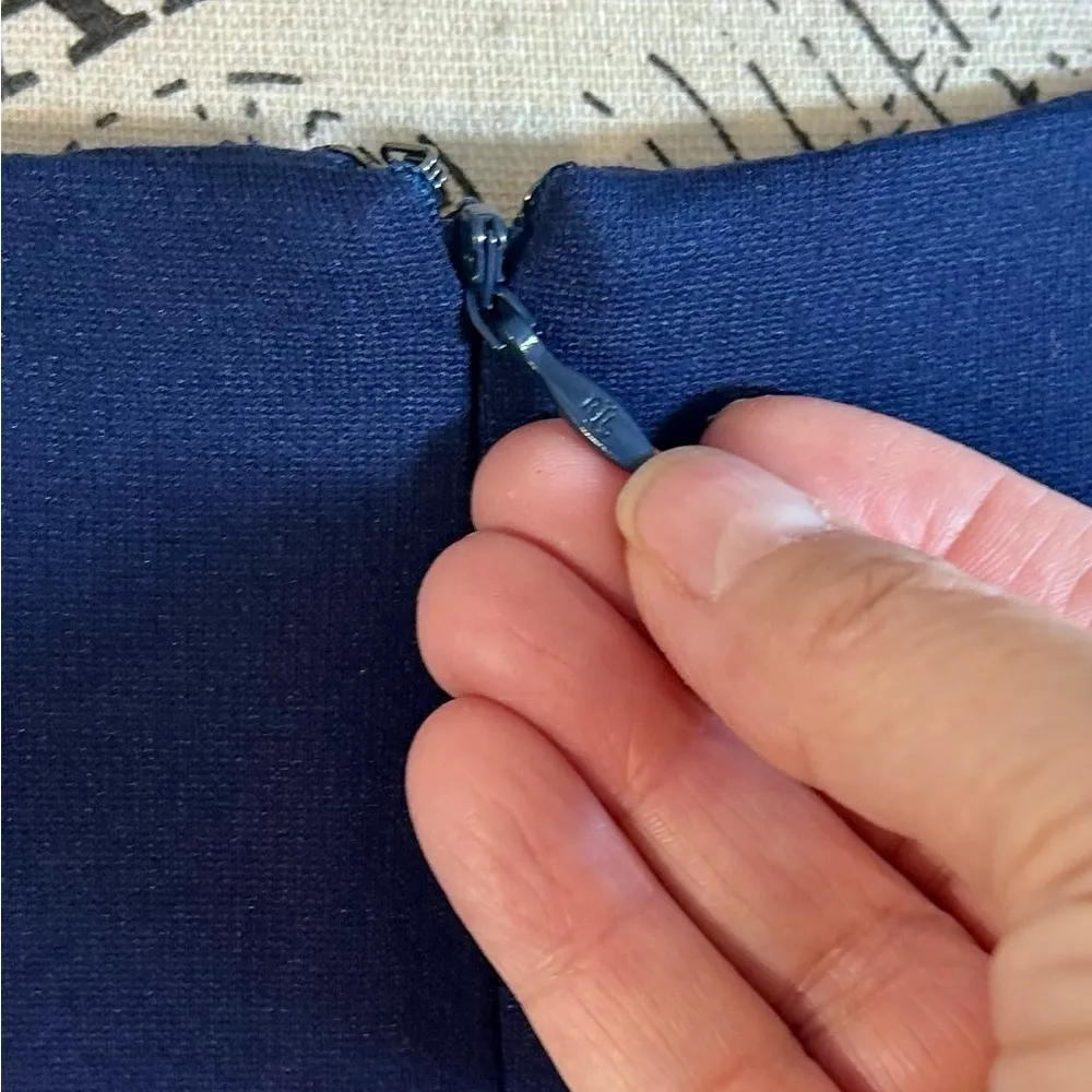 LAUREN RALPH LAUREN Ponte’ Knit Split Ruffle Bell Sleeve Navy Dress Women’s 12 Blue - Image 9