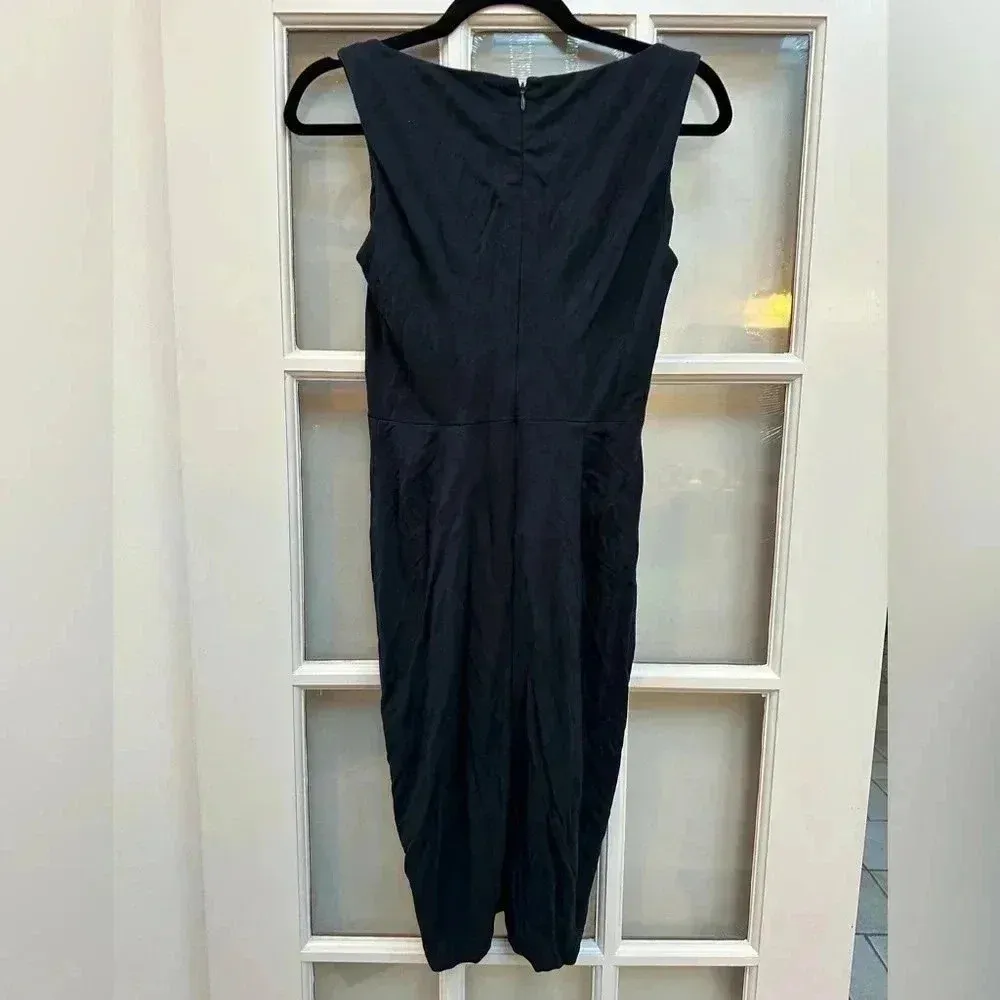 Banana Republic Navy Sleeveless Twist Front Midi Sheath Dress Size 00 Petite - Image 3