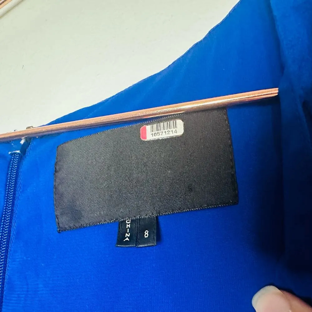 NICOLE MILLER Women's Royal Blue Malibu Crepe Lace Cutout Midi Dress Size 8 - Image 11