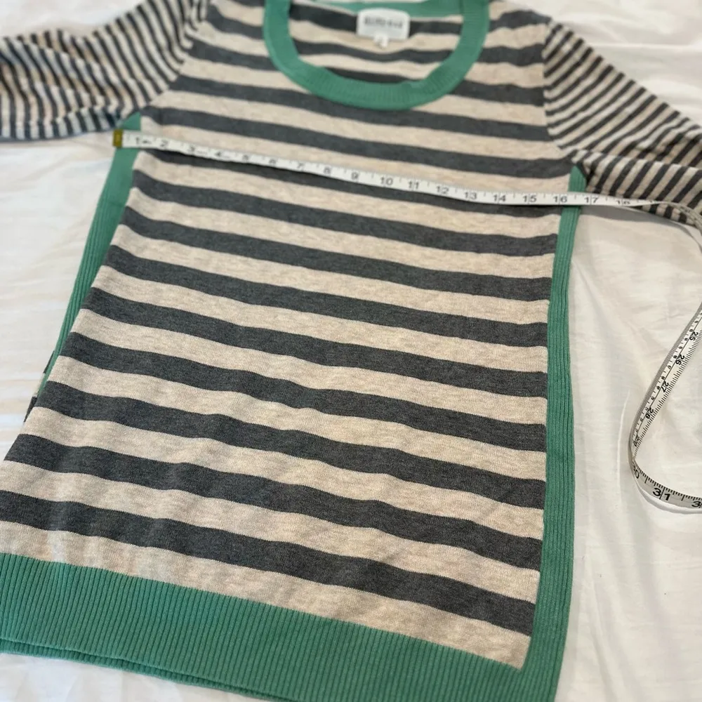 Olive + Oak Women Sz: M Maryanne Striped Pullover Sweater Oatmeal/Mint/gray blue - Image 3