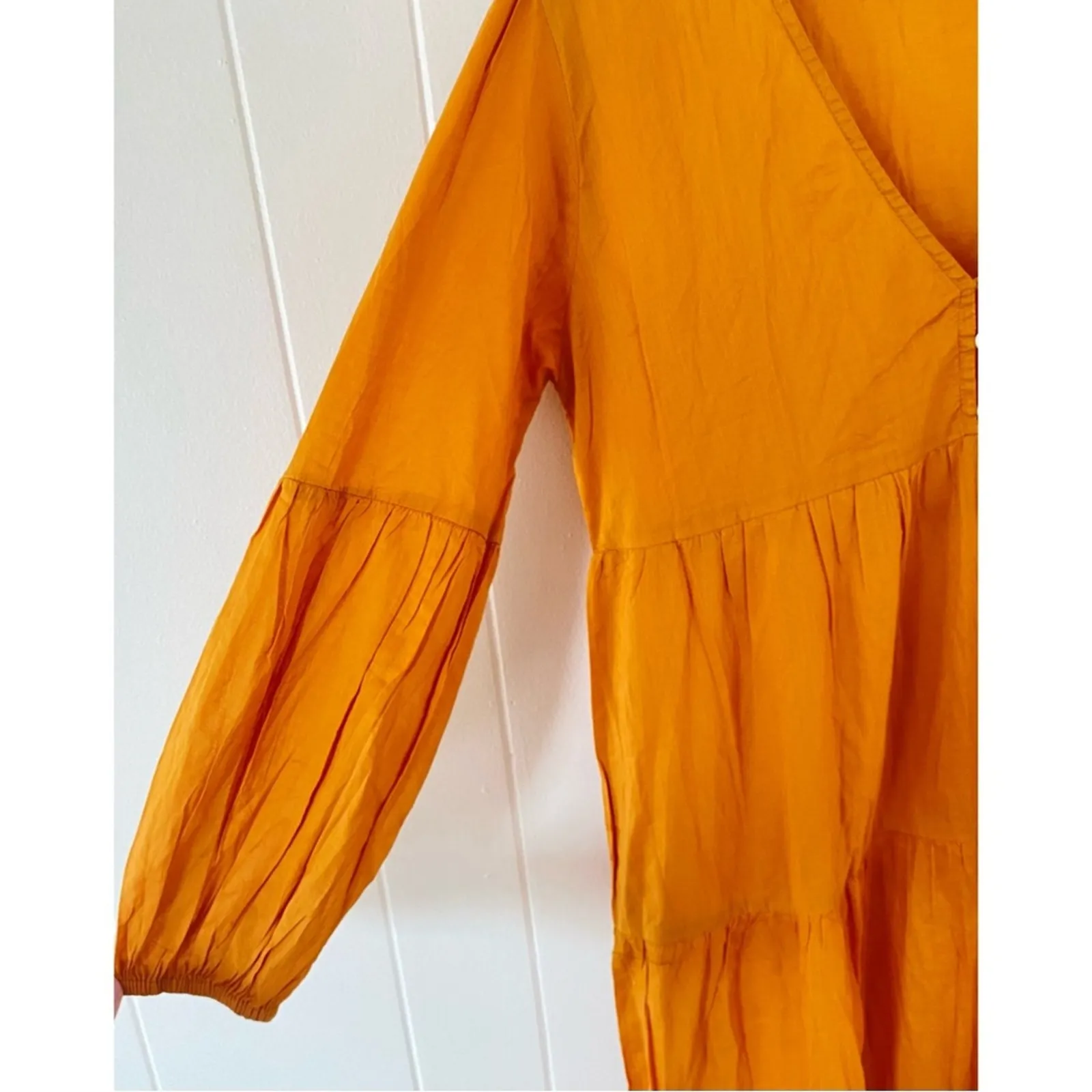 Faithfull The Brand Frieda Tiered Midi Dress in Mandarin Small Cottagecore Boho - Image 8