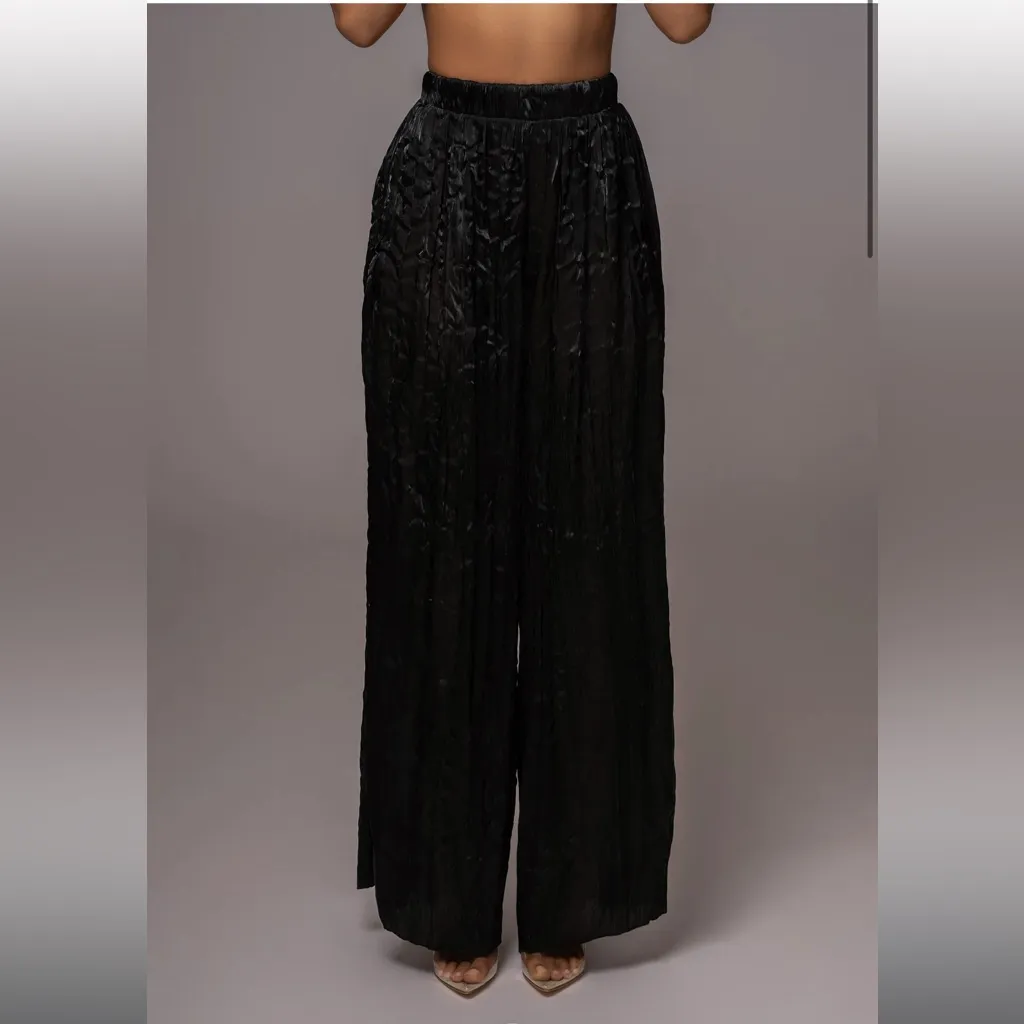 JLUXLABEL “Let’s Get Away” Black Satin Pant Set (M) - Image 2