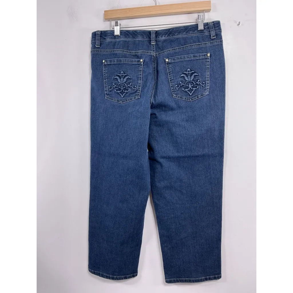 Womans Excellent JM Collection Blue Jeans Cropped 10 Decal Accent 0046/Q2 - Image 2