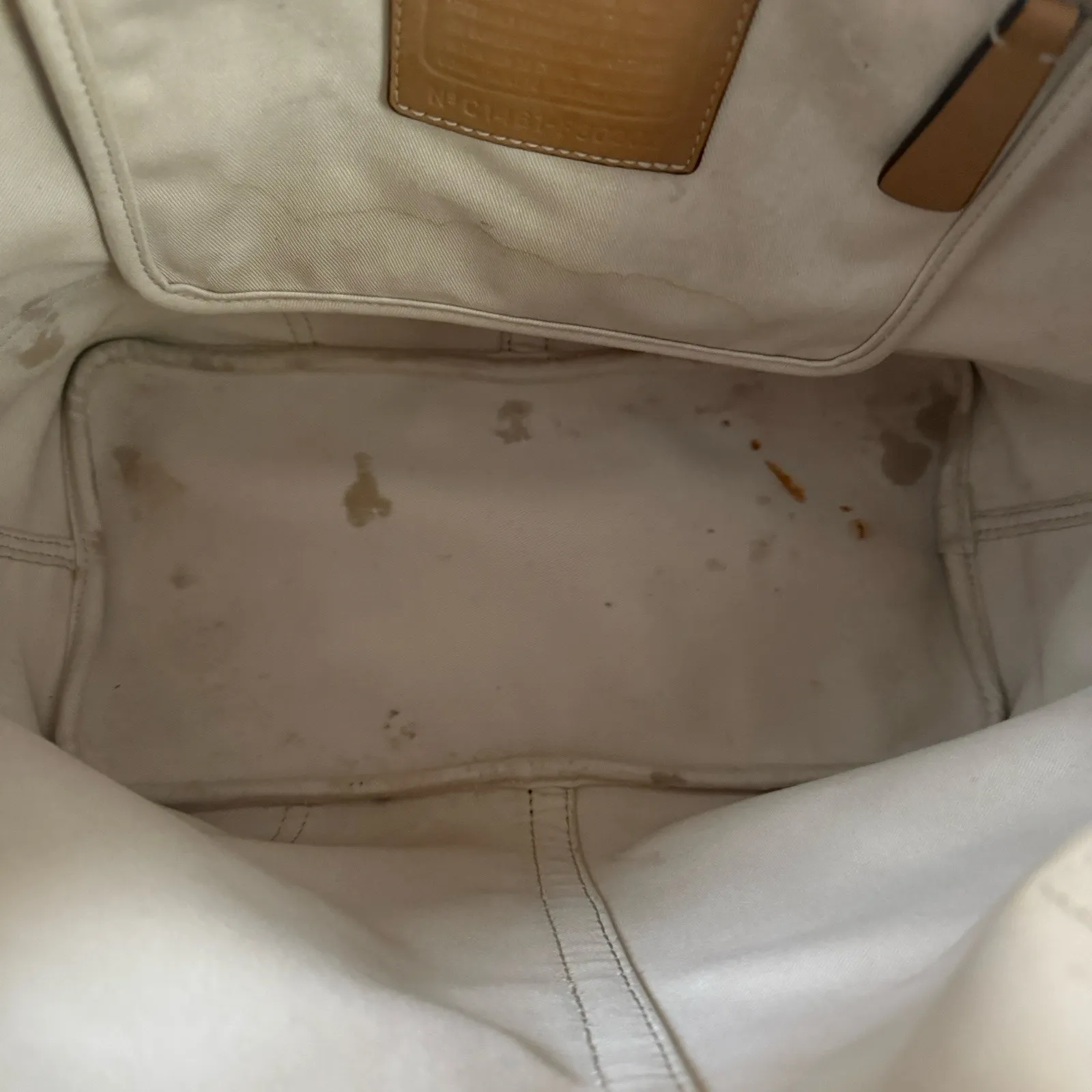 Coach Hadley Shoulder Tote Dual Straps Striped Canvas Leather Travel Bag - Image 9