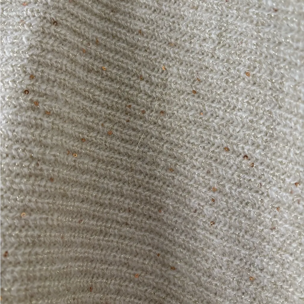 Ann Taylor Cream Boatneck Knit Poncho with Gold Shimmer Size M/L NWT - Image 6