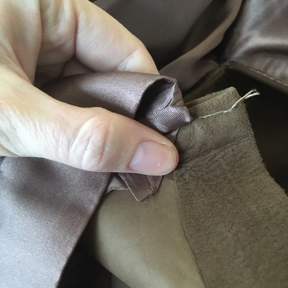 Vintage Leather & Mink Collar Coat Nubuck Leather Size M - Image 7